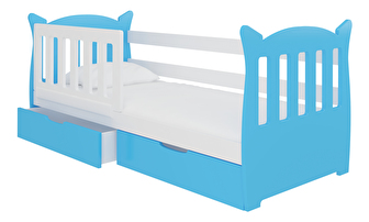Gyerekágy  160x75 cm Lenka (ágyráccsal és matraccal) (fehér + kék)