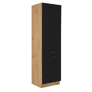 Szekrény a beépített hűtőhöz Meriel 60 LO-210 2F (fekete + artisan tölgy)