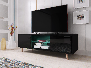 TV asztal/Szekrény Santos 1 (fényes fekete + fekete matt)