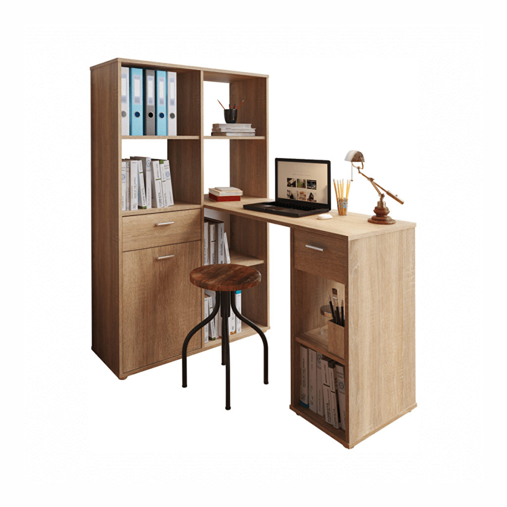 Sarok számítógépasztal Minnisi. Ez az asztal megkönnyíti munkáját, és dolgainak is elegendő helyet biztosít.