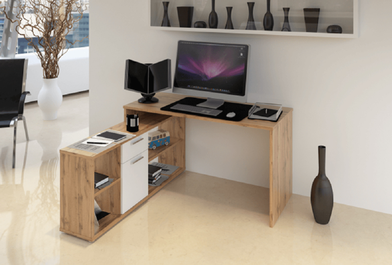  Számítógépasztal Noe new (wotan tölgy + fehér) 