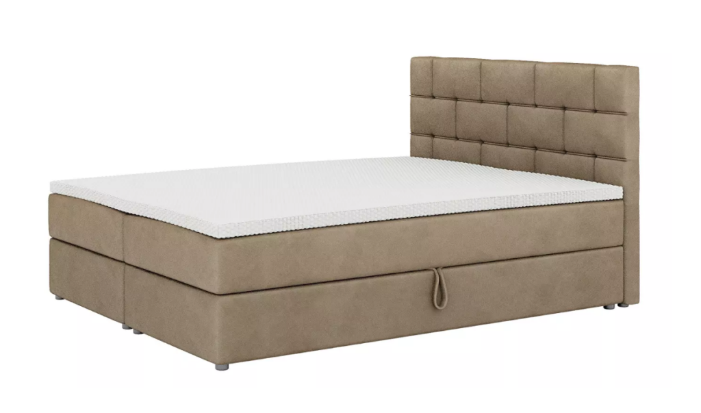  Franciaágy Boxspring 140x200 cm Waller (ágyráccsal és matraccal) (barna) 