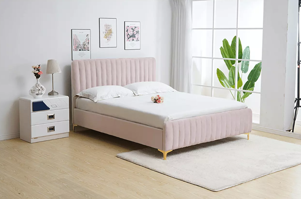  Franciaágy 160 cm Karilla (rózsaszín) (ágyráccsal) 