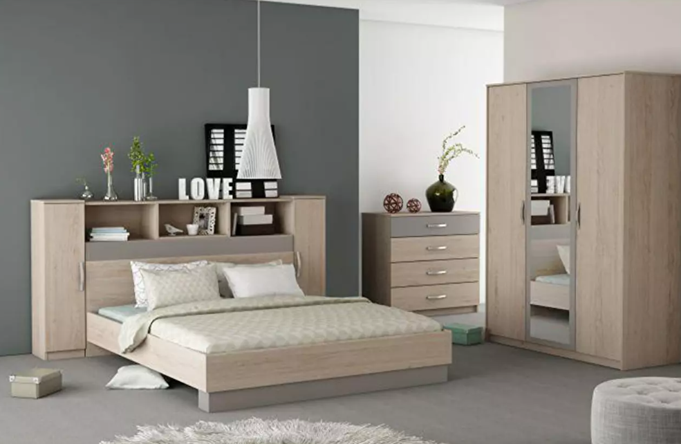  Franciaágy 160 cm Bihop (arizona tölgy + szürke) 