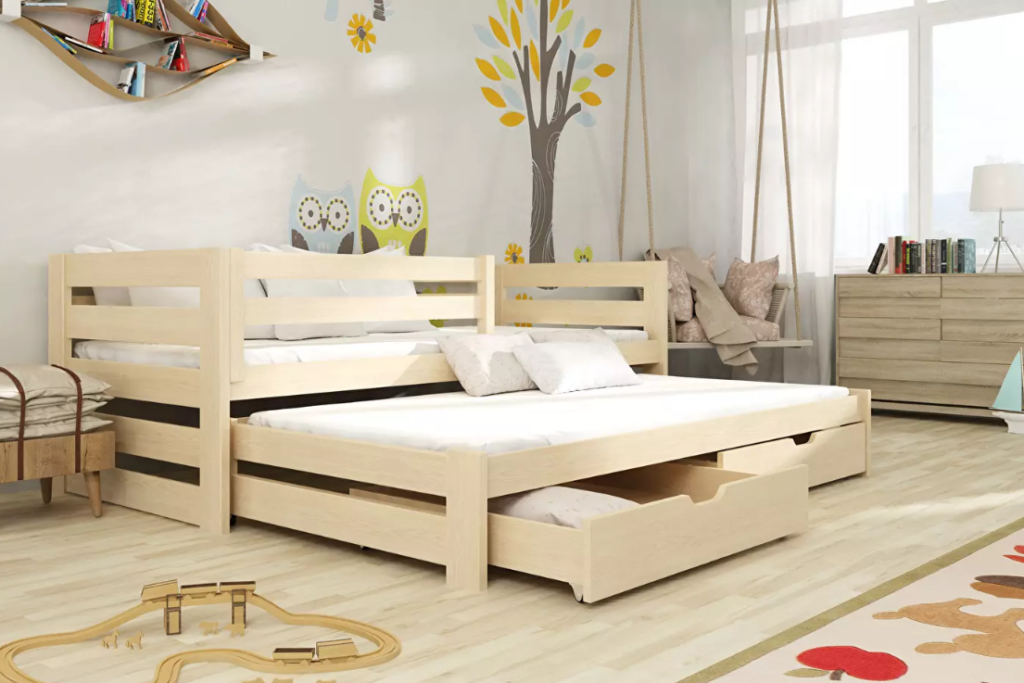  Gyerekágy 90 x 200 cm Keith (ágyráccsal és tárolóhellyel) (borovi fenyő) - tökéletes ágy testvéreknek és barátoknak.