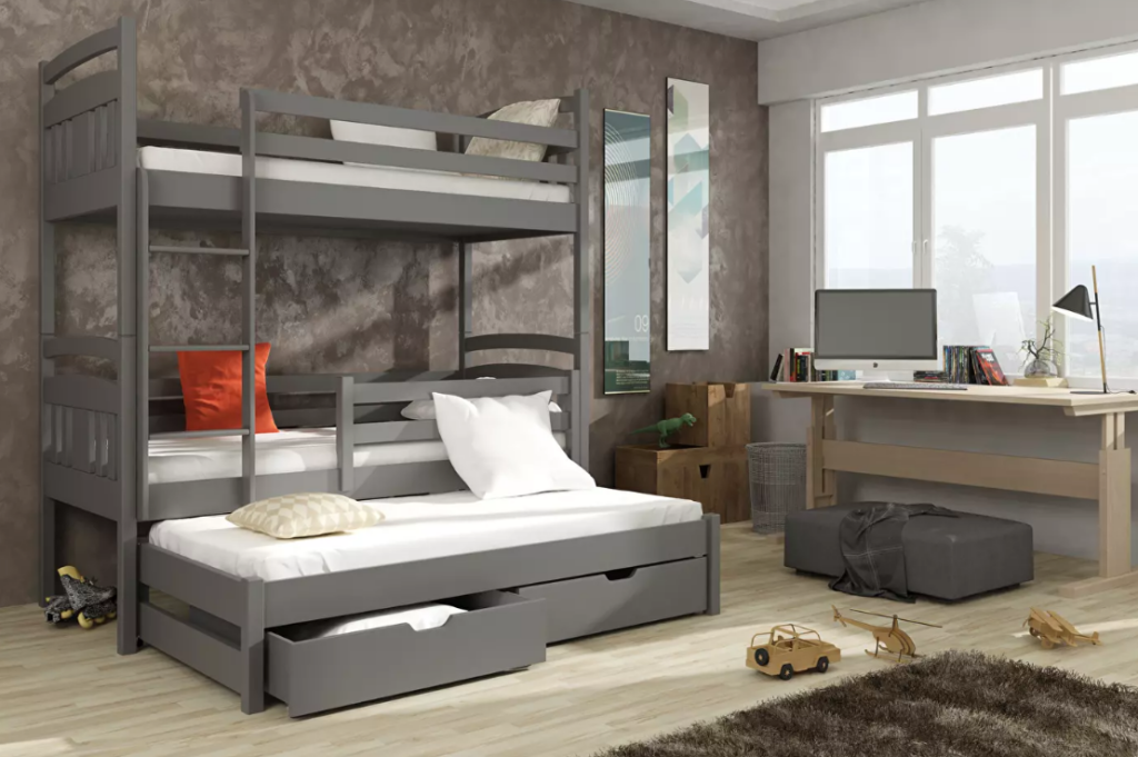  Gyerekágy 90 x 200 cm IVA (ágyráccsal és tárolóhellyel) (grafit) 