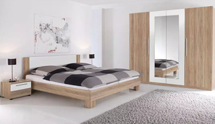  Franciaágy 180 cm + 2 éjjeliszekrény Kami (sonoma tölgy) a jó alváshoz