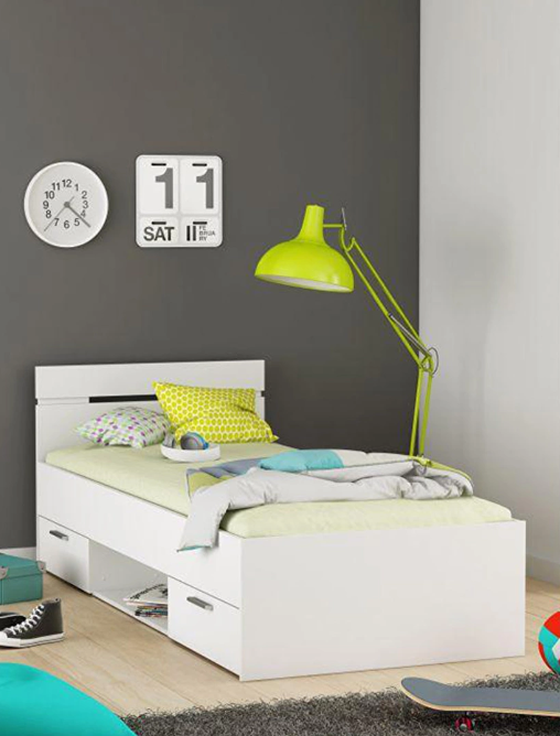  Egyszemélyes ágy 90 cm Myriam (fehér) (matrac és ágrács nélkül) 