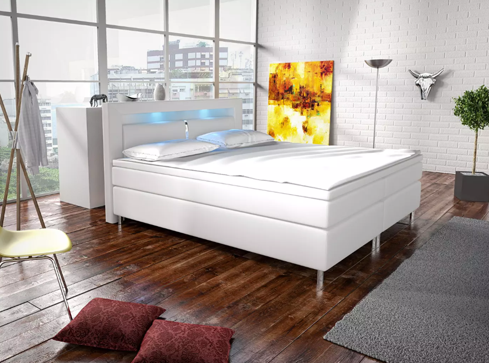 Boxspring Franciaágy 180 cm Maryjane I (fehér) (matracokkal) - minőségi ágy