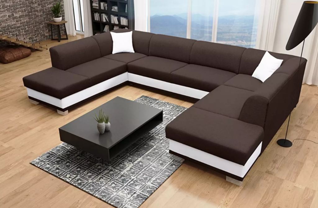 U alakú kanapé Darcia (barna + fehér) (J) - tökéletes megjelenést és kényelmet nyűjt Önnek.