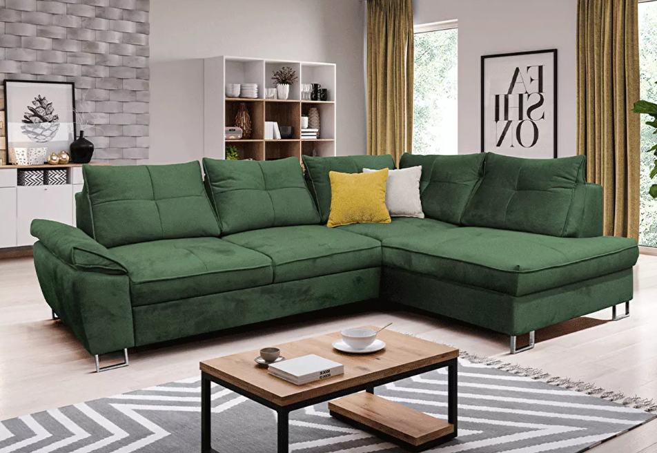  Sarokkanapé Fanille (smaragd) (J) - egyszerű dizájn, maximális kényelem!