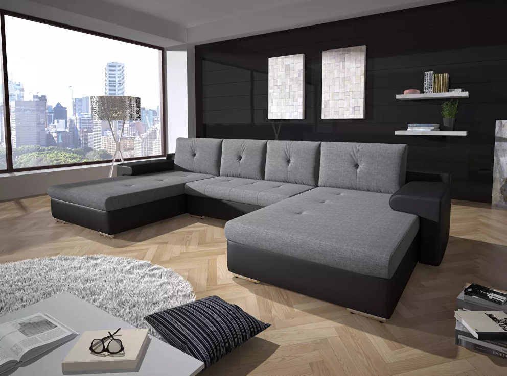  U-alakú sarok kanapé Marlen (szürke + fekete) (J)  - megfelelő kényelmet nyűjt Önnek és családjának, valamint a vendégeknek.