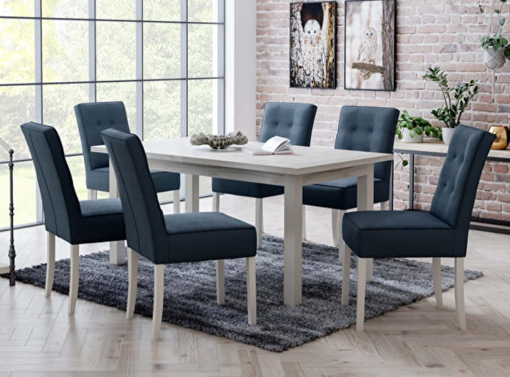 Étkezőszett Pomron (tölgy fehér craft) (6 fő részére) - a tökéletes étkezőgarnitúra