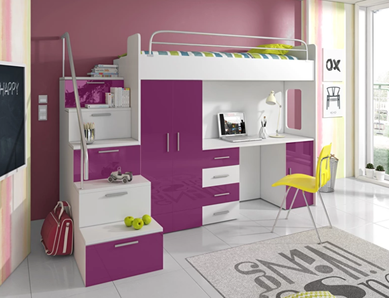 Emeletes ágy íróasztallal és szekrénnyel