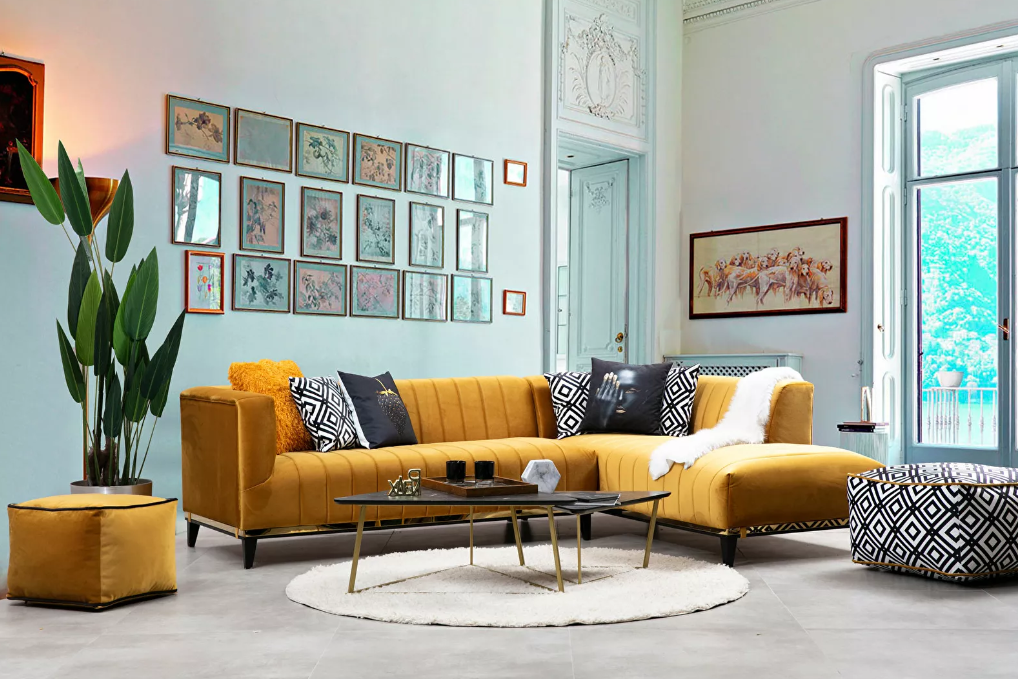 Sarokkanapé Bellaca (mustár) kanapé gyönyorű és praktikus!