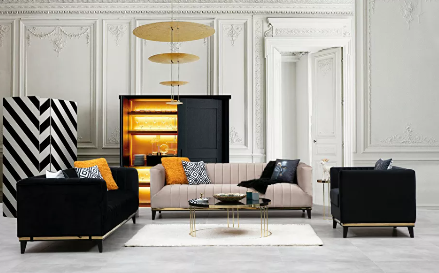 Kanapé Bellaca (fekete).- lenyágöző dizájn, megfelelő kényelem.