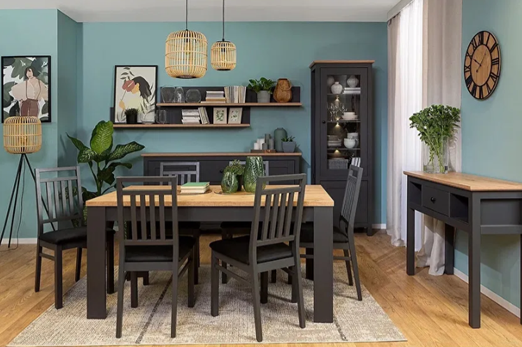 Étkezőasztal Hesen STO/7/16 (6 8 fő részére) (grafit + artisan tölgy)
