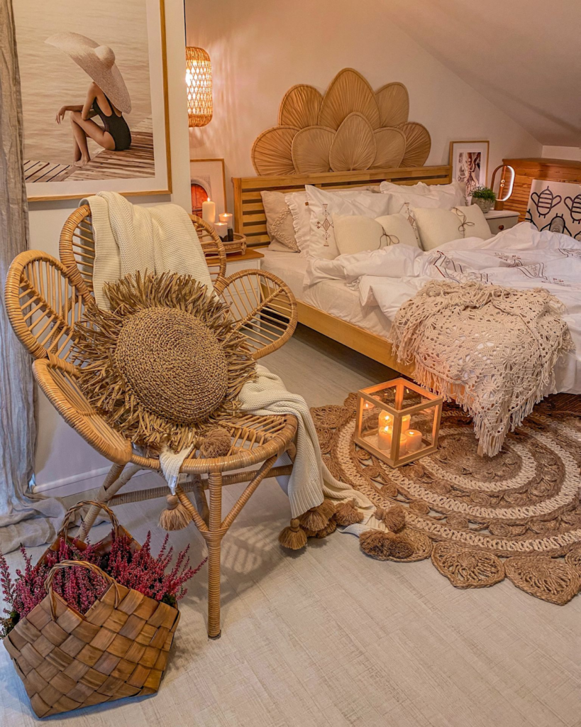 Hálószoba extravagíns díszítőelemekkel