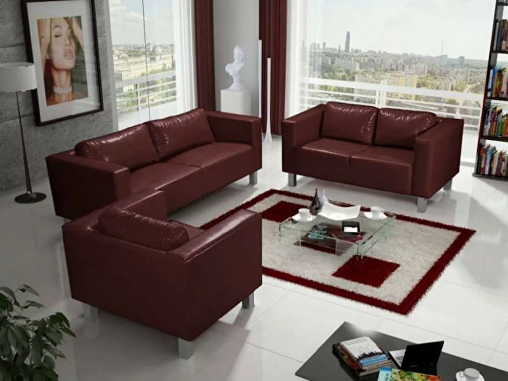 Barna kanapék üveg asztallal