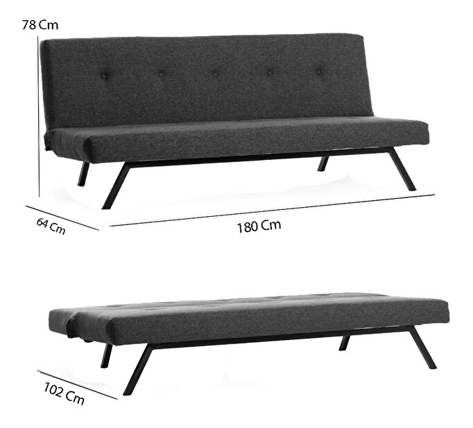 Háromszemélyes kanapé Zoria (sötétszürke)