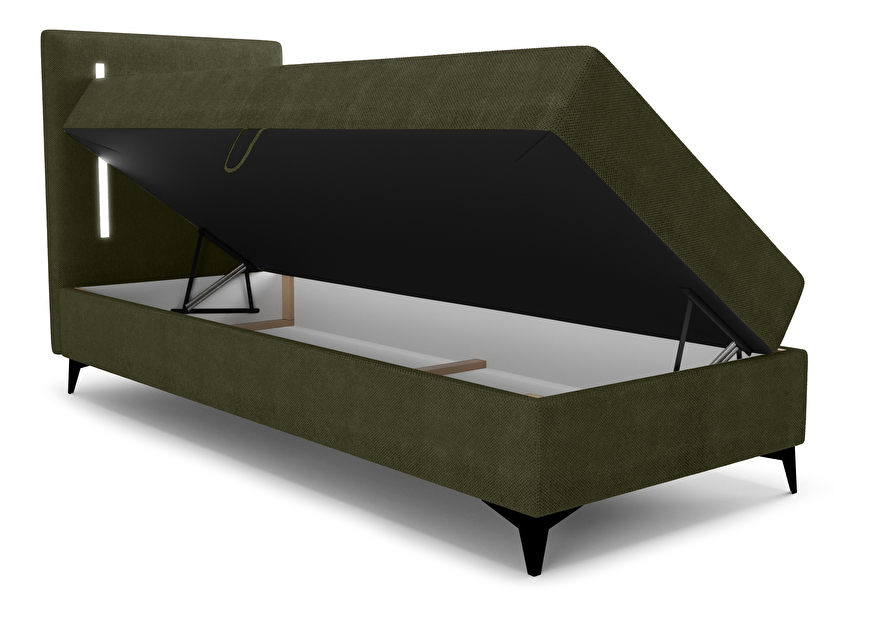 Egyszemélyes ágy 90 cm Ortega Bonell (oliva zöld) (ágyráccsal és tárolóhely nélkül) (LED világítás)