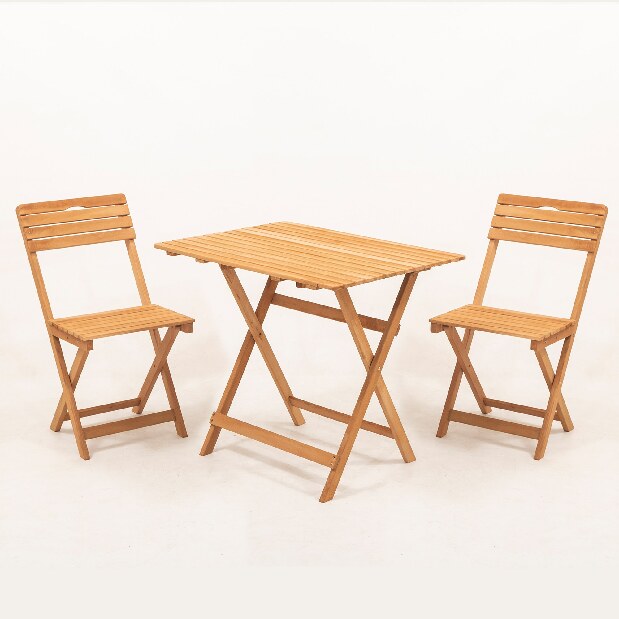 Kerti asztal és szék készlet (3 db.) Tabitha (természetes + krém)