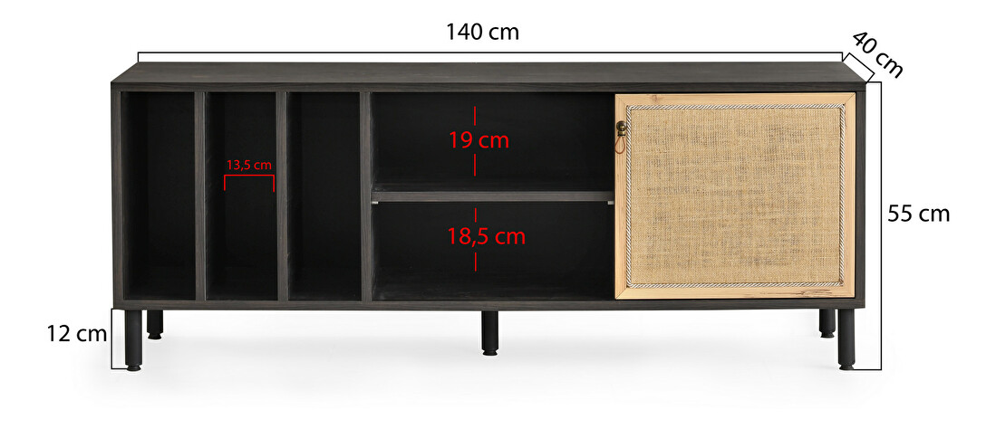 TV asztal/szekrény Manny (sötétbarna)