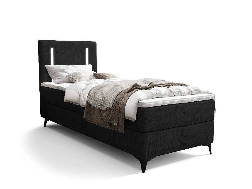 Egyszemélyes ágy 80 cm Ortega Comfort (világoskék) (ágyráccsal és matraccal, tárolóhely nélkül) (LED világítással)