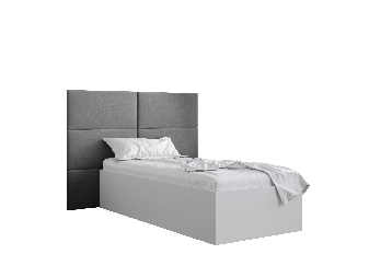 Egyszemélyes ágy kárpitozott fejtámlával 90 cm Brittany 2 (matt fehér + szürke) (ágyráccsal)