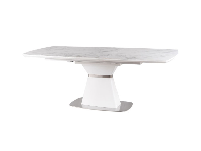 Széthúzható étkezőasztal 160-210 cm Shirly (fehér + fehér márvány) (8 és több fő részére)