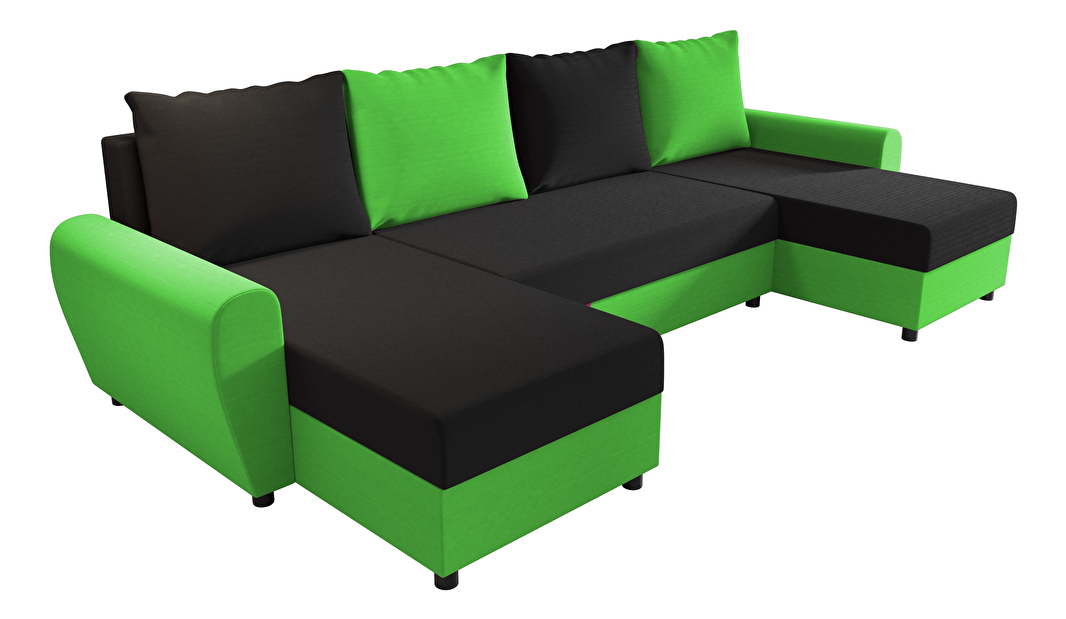 Sarok ülőgarnitúra U Fleur U (zöld + fekete)
