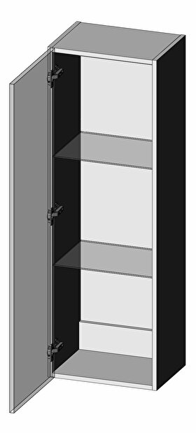 Vitrinek szekrény falra Livo W 120 (fekete + fényes fekete)