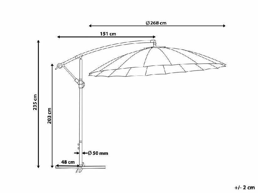 Kerti napernyő 268 cm CALISA II (poliészter) (világosszürke)