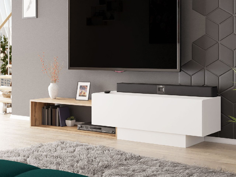 Univerzális TV asztal Karidor (wotan tölgy + fehér)