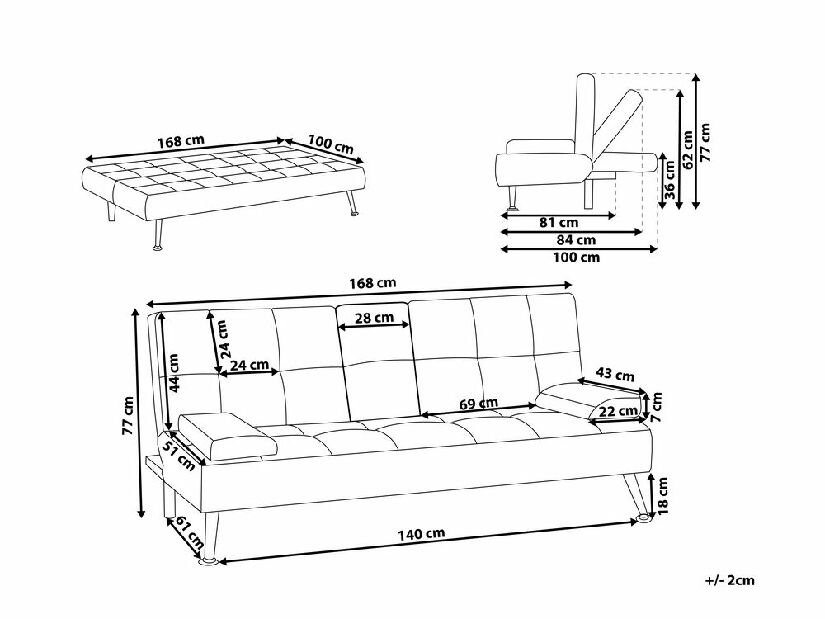Háromszemélyes kanapé Risede (világosszürke)