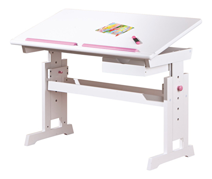 Gyerek íróasztal Ernan (fehér + rózsaszín)