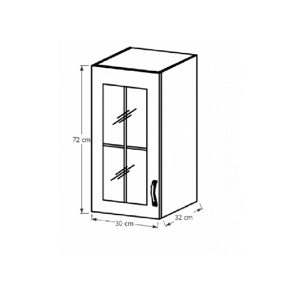 Felső konyhaszekrény üveg elemekkel G30S Provense (fehér + andersen erdei fenyő) (B)