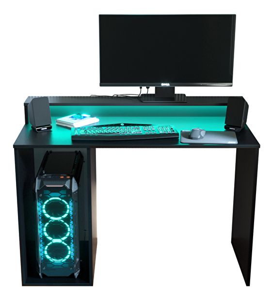 Sarok Gamer PC asztal Garrick 2 (fekete) (LED RGB világítással)