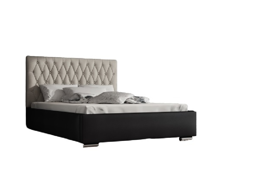 Egyszemélyes ágy 120 cm Seaford (krém + fekete) (ágyráccsal)