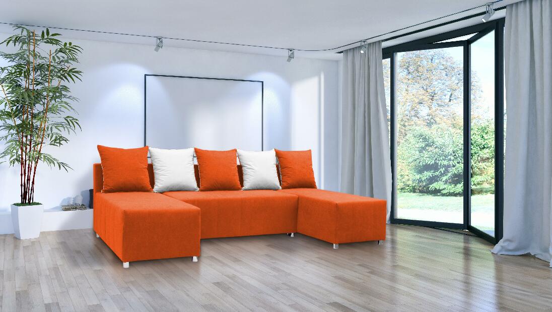 U-alakú sarok kanapé Brigid U (sötét narancssárga + párnák)