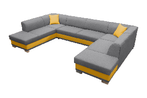 U alakú kanapé Darcia (szürke + sárga) (J)