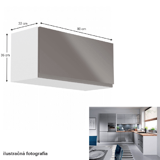 Felső konyhaszekrény G80K Aurellia (fehér + fényes szürke) *kiárusítás