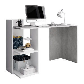 Számítógépasztal Adrean (beton + fehér)
