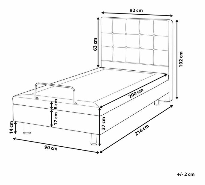 Egyszemélyes ágy 90 cm DUCHE (szürke)
