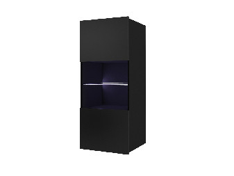 Fali szekrény Calabria (matt fekete + fényes fekete) (világítás nélkül)