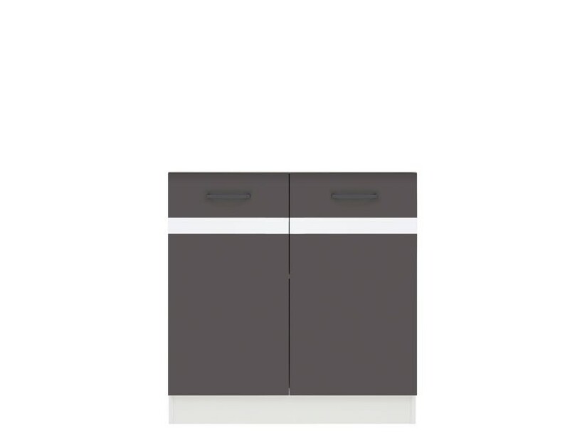 Alsó konyhaszekrény a mosogató alá Julian DK2D/80/82 (Wolfram szürke + Fényes fehér)