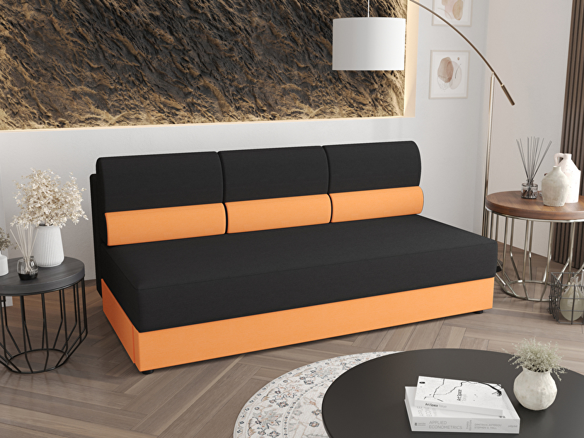 Kétszemélyes kanapé Radiant (fekete + narancssárga)