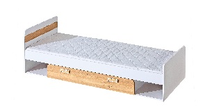 Egyszemélyes ágy 80 cm Lavendon L13 (ágyráccsal) (tölgy nash + fehér)