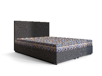 Franciaágy  Boxspring 180 cm Skonto Comfort (sötétszürke + kötött minta) (matraccal és tárolóhellyel)