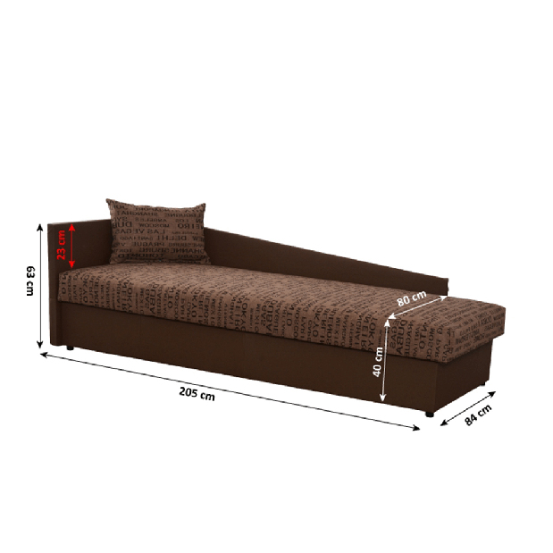 Egyszemélyes ágy (dívány) 80 cm Jeannine (barna) (tárhellyel) (B)